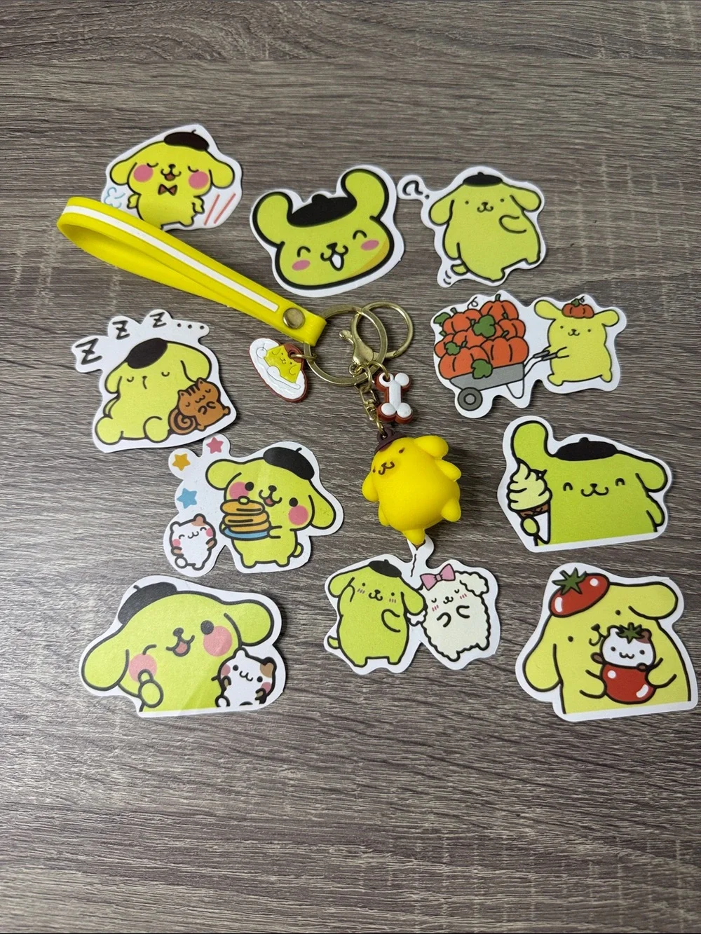 PomPomPurin Keychain & Sticker Set